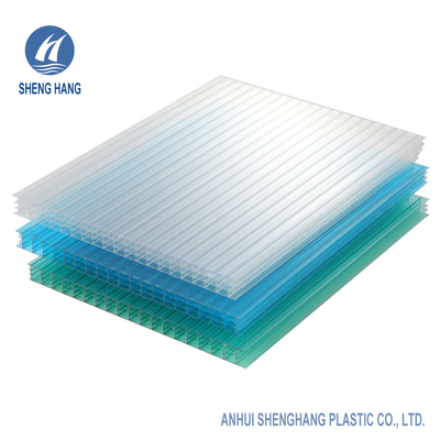 Blue 4 Layer 18mm Polycarbonate Hollow Sheet Fireproof 1050mm