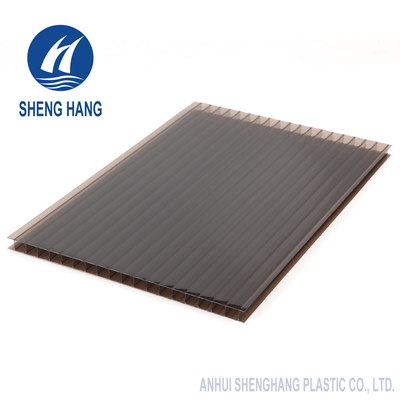 Yellow Grey 10mm Twin Wall Polycarbonate Panels For Greenhouses Weather Resistance