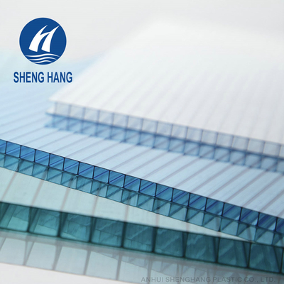 Building Roof PC Hollow Twin Wall Polycarbonate Sheet Anti Scratch Durable 80um