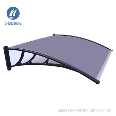 Brown Curved Polycarbonate Awning With Metal Brackets Waterproof Durable