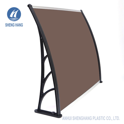 Brown Curved Polycarbonate Awning With Metal Brackets Waterproof Durable