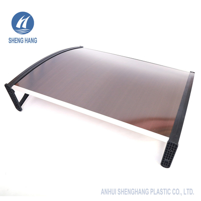 Brown Curved Polycarbonate Awning With Metal Brackets Waterproof Durable