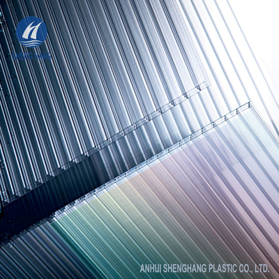 Rectangular Hollow 8mm Triple Wall Polycarbonate Plastic Roofing Coextruded
