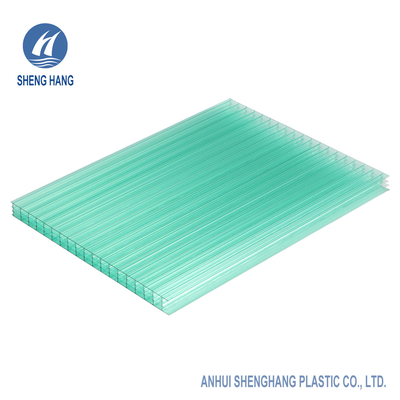 Blue 4 Layer 18mm Polycarbonate Hollow Sheet Fireproof 1050mm
